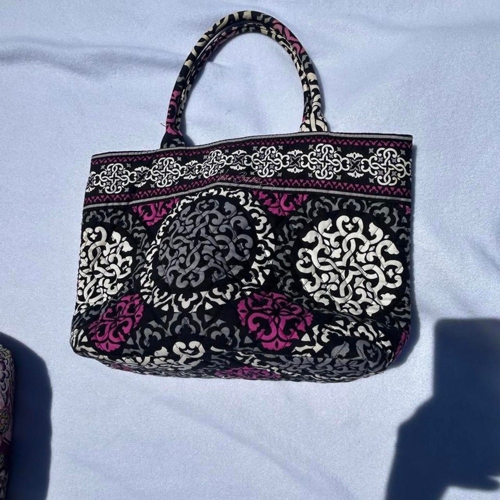 Vera Bradley Black white pink Y2K floral tote - Picture 1 of 3